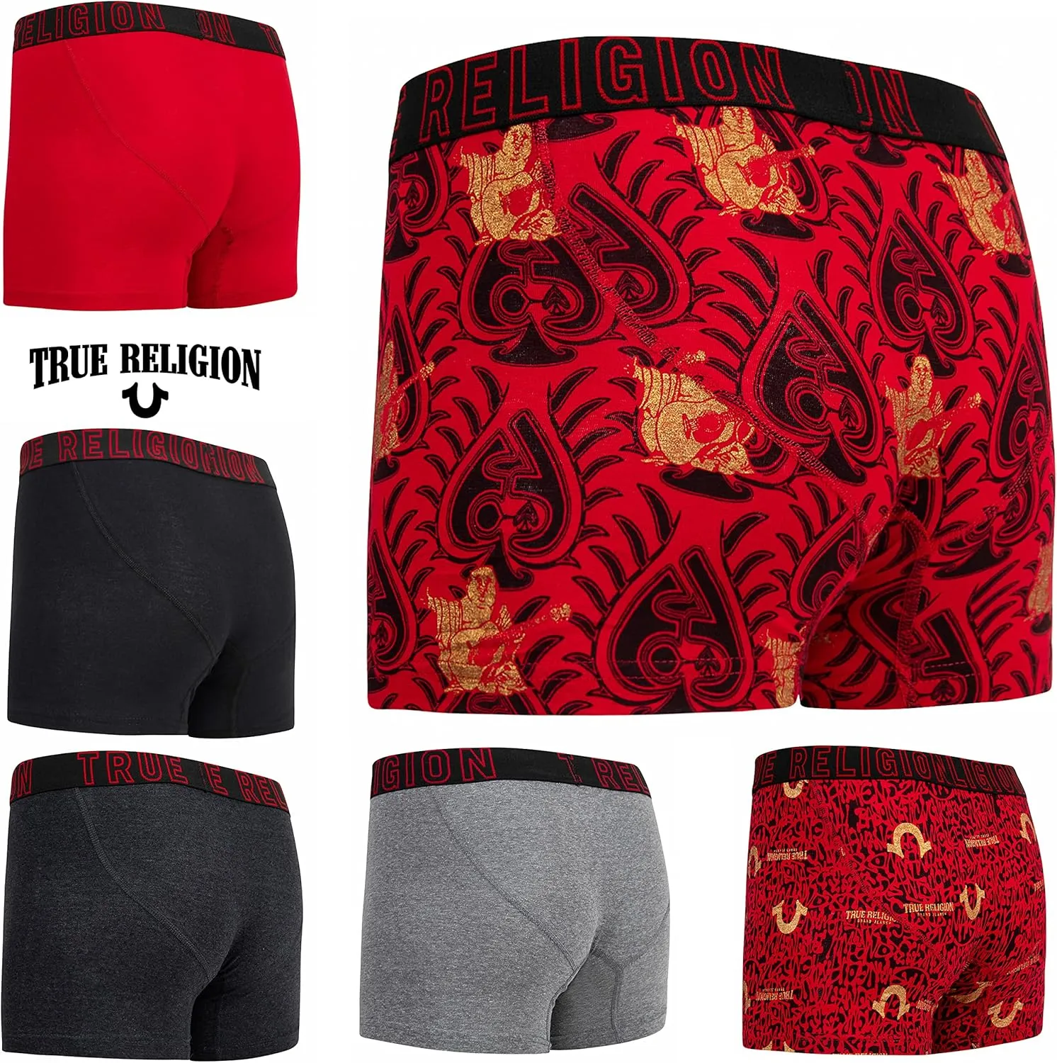 True Religion Mens Boxer Briefs Cotton Stretch Underwear for Men Pack of 6