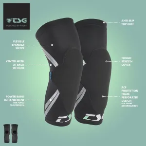TSG Knee Sleeve - Dermis A, Black | Knee Protection Pads for Men & Women, MTB, BMX, Enduro, Cycling, Mountain Biking, Lightweight, Comfortable, Ventilated, Safety Certified | Swiss Design