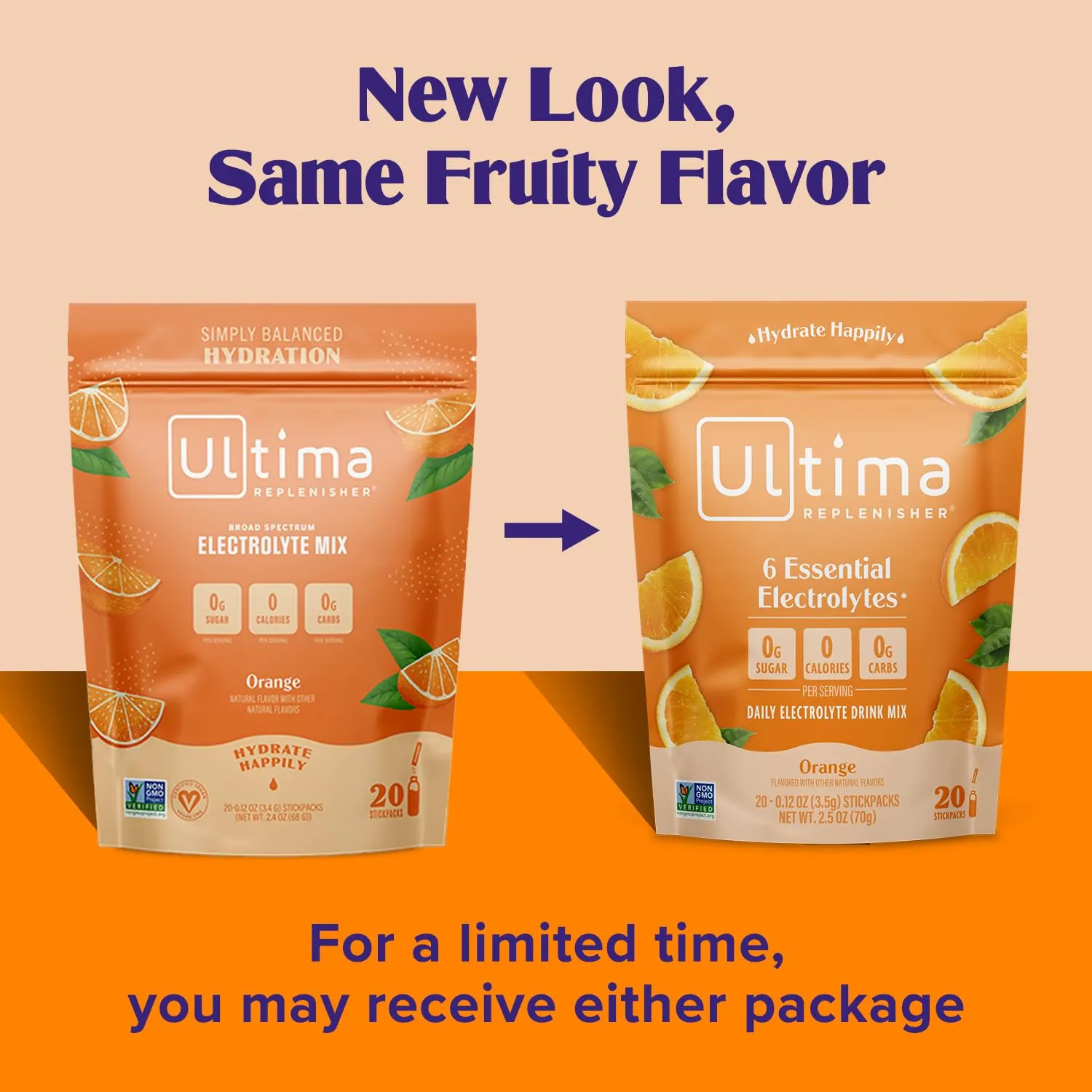 Ultima Replenisher Daily Electrolyte Powder Drink Mix – Orange, 20 Stickpacks – Hydration Packets with 6 Key Electrolytes and Trace Minerals – Keto Friendly, Vegan, Non-GMO and Sugar-Free