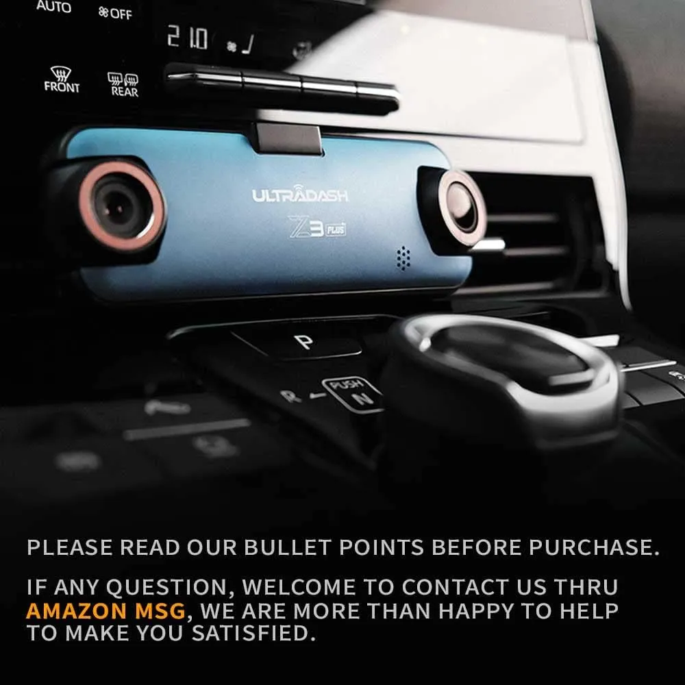 UltraDash Z3  Standard Edition - Dual Lens Dash Cam 2K 1440P, Telephoto Zoom-in Lens, 140° Wide Angle, 2" LCD, G-Sensor, HDR, Night Video, Super Capacitor