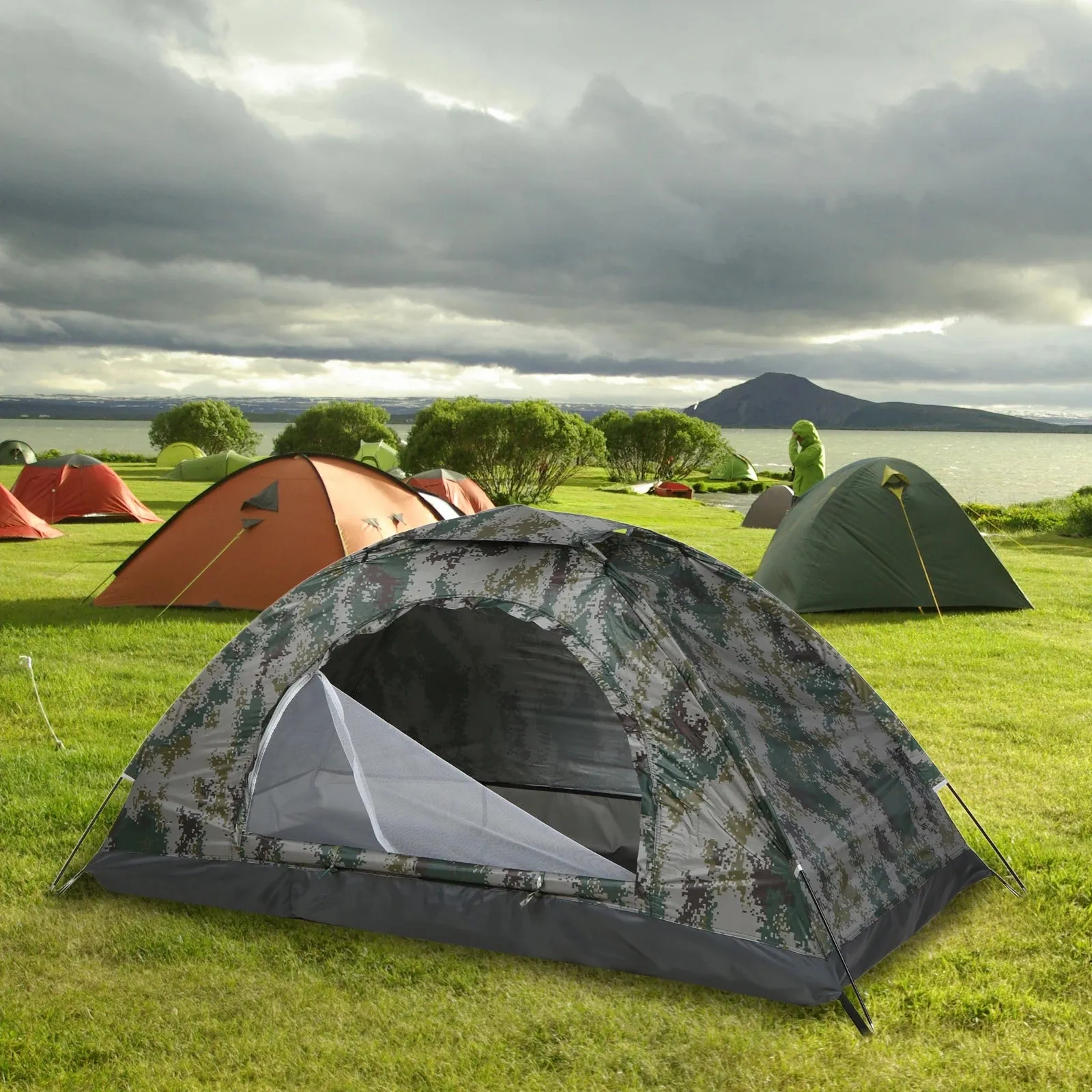 Ultralight Camping Tent - Single Layer Portable Tent with Anti-UV Coating UPF 30  for Outdoor Beach Fishing