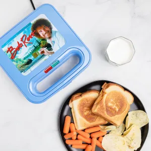 Uncanny Brands Bob Ross Grilled Cheese Maker- Panini Press and Compact Indoor Grill- Happy Little Trees Sandwiches