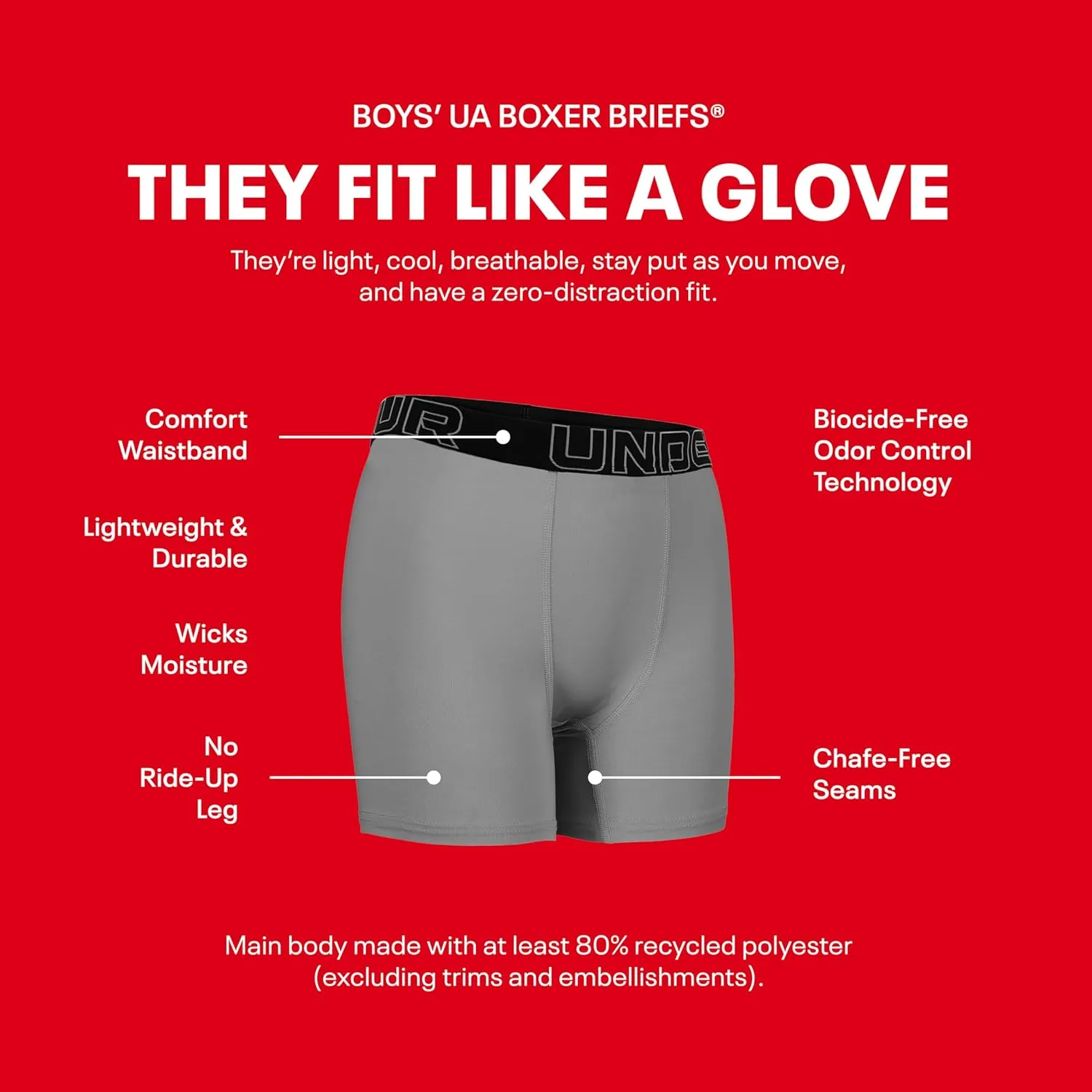 Under Armour Boys' Big Performance Boxer Briefs, Lightweight & Smooth Stretch Fit