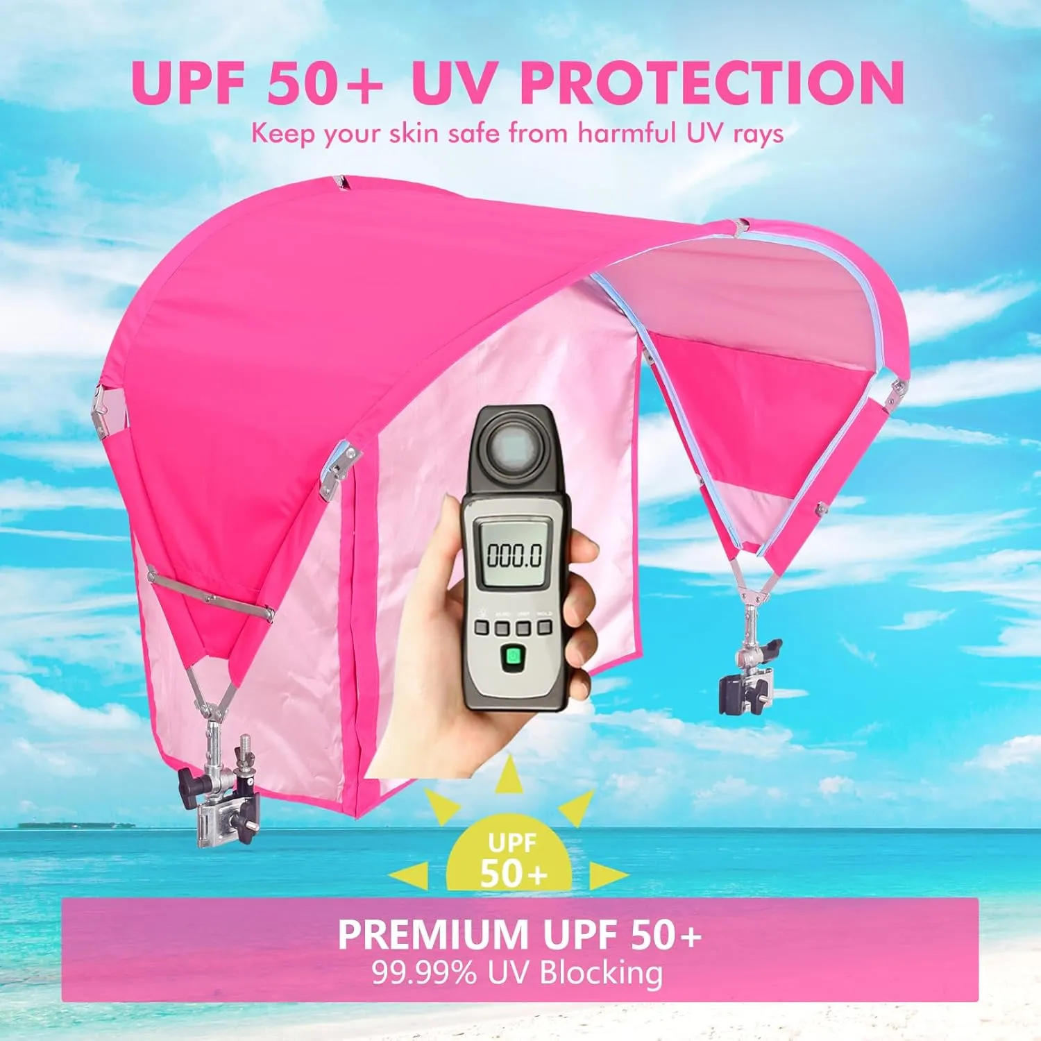 Universal Chair Canopy Umbrella, UPF 50  Sun Shade with Adjustable Clamp Clip for Beach Chair, Outdoor Camping Chair, Sports Chair, Lawn Chair, Zero Gravity Chair, Wheelchair, Wagon,(Patent Design)