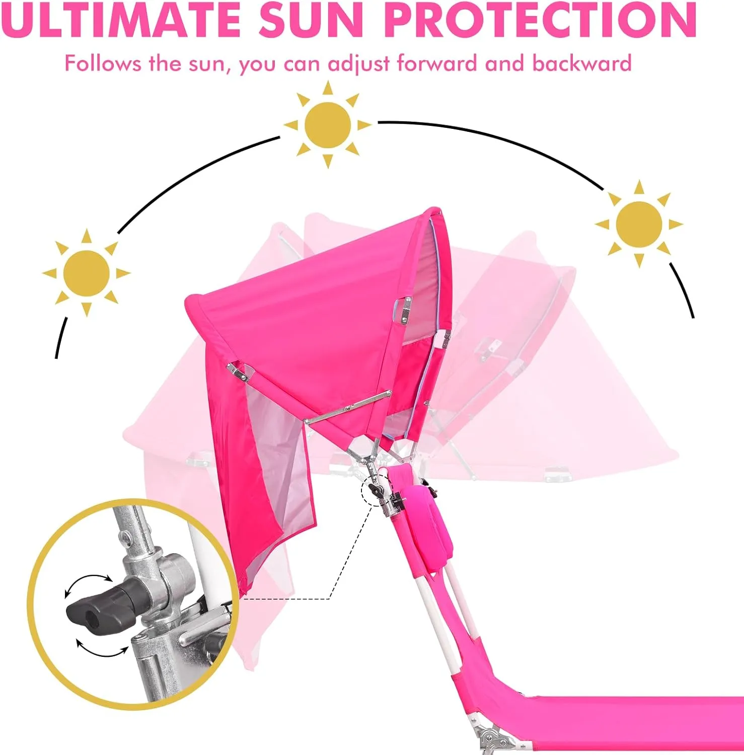 Universal Chair Canopy Umbrella, UPF 50  Sun Shade with Adjustable Clamp Clip for Beach Chair, Outdoor Camping Chair, Sports Chair, Lawn Chair, Zero Gravity Chair, Wheelchair, Wagon,(Patent Design)