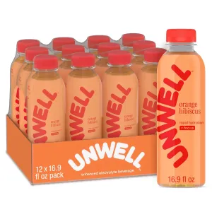Unwell Hydration Electrolyte Drink For Rapid Hydration   Focus – Orange Hibiscus, 12 Pack