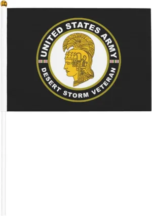 Us Army Women'S Army Corps Desert Storm Veteran Stylish Mini Handheld Flags 5.5x8.3 Inch For Support Team Activities Parties