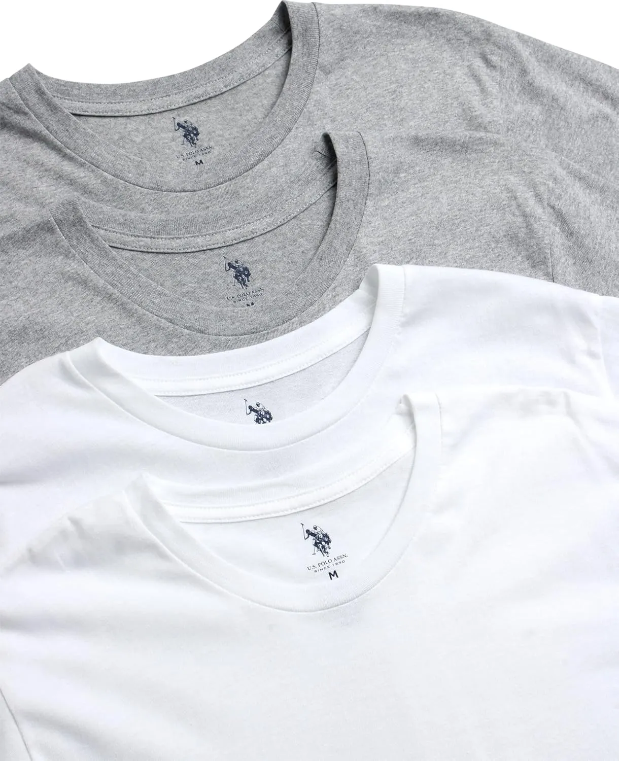 U.S. Polo Assn. Men's Undershirt - 4 Pack Lightweight 100% Cotton Classic Crewneck T-Shirts for Men (Sizes: S-XL)