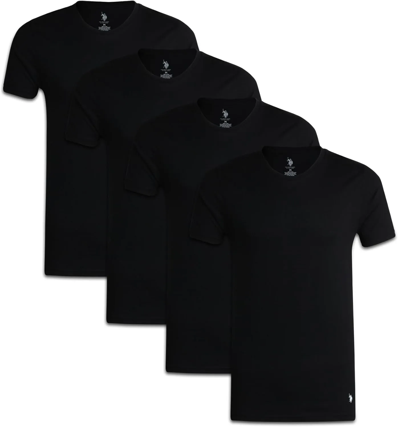 U.S. Polo Assn. Men's Undershirt - 4 Pack Lightweight 100% Cotton Classic Crewneck T-Shirts for Men (Sizes: S-XL)