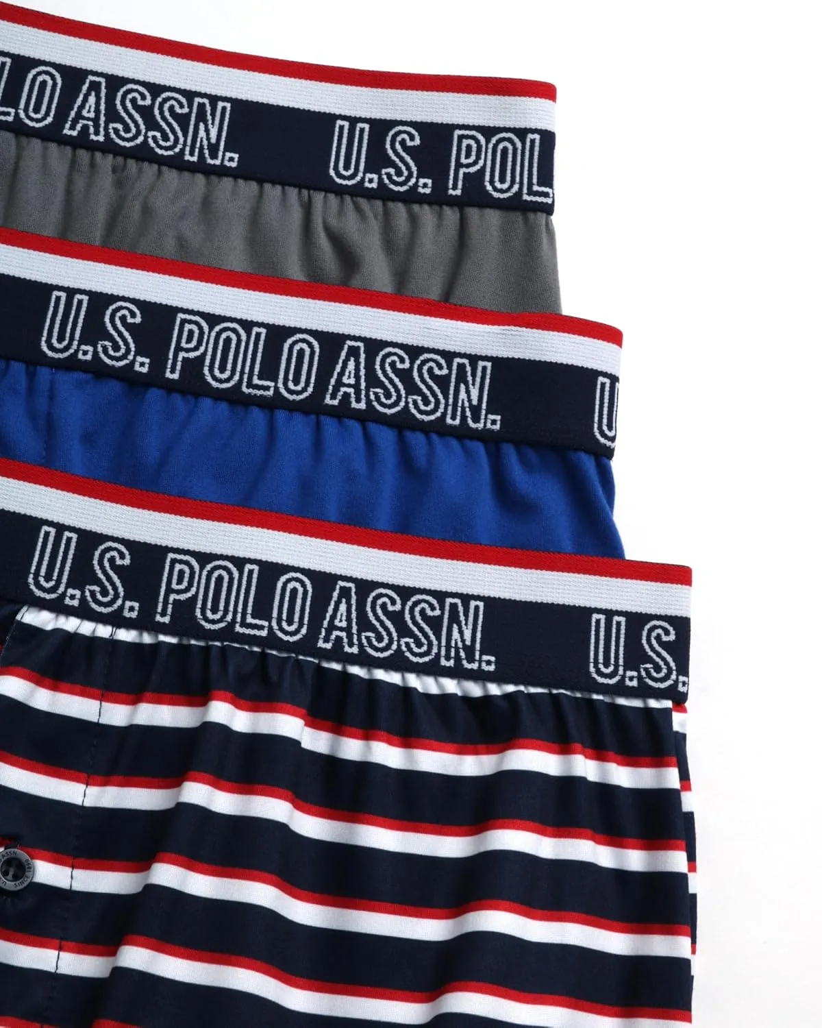 U.S. Polo Assn. Men's Underwear - 3 Pack Ultra Soft Knit Boxers with Functional Fly (S-XL)