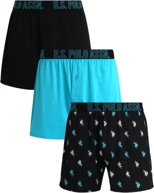 U.S. Polo Assn. Men's Underwear - 3 Pack Ultra Soft Knit Boxers with Functional Fly (S-XL)