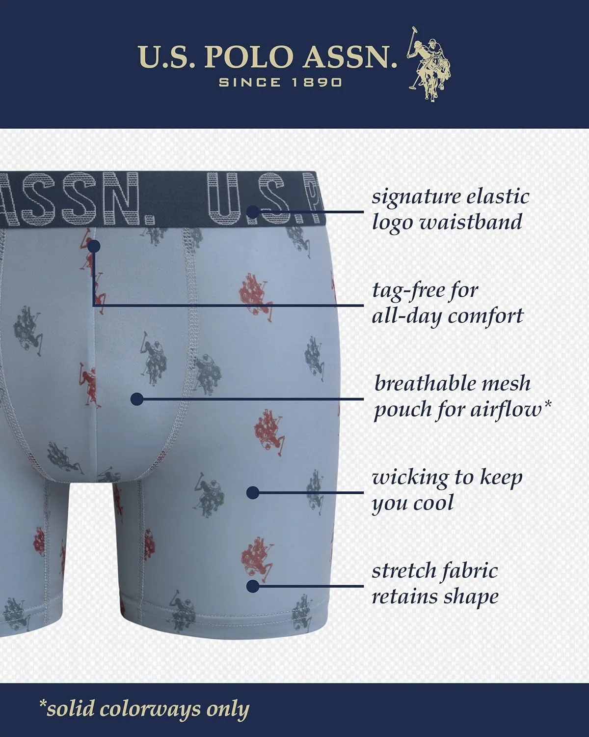 U.S. Polo Assn. Men's Underwear - Casual Stretch Boxer Briefs (7 Pack)