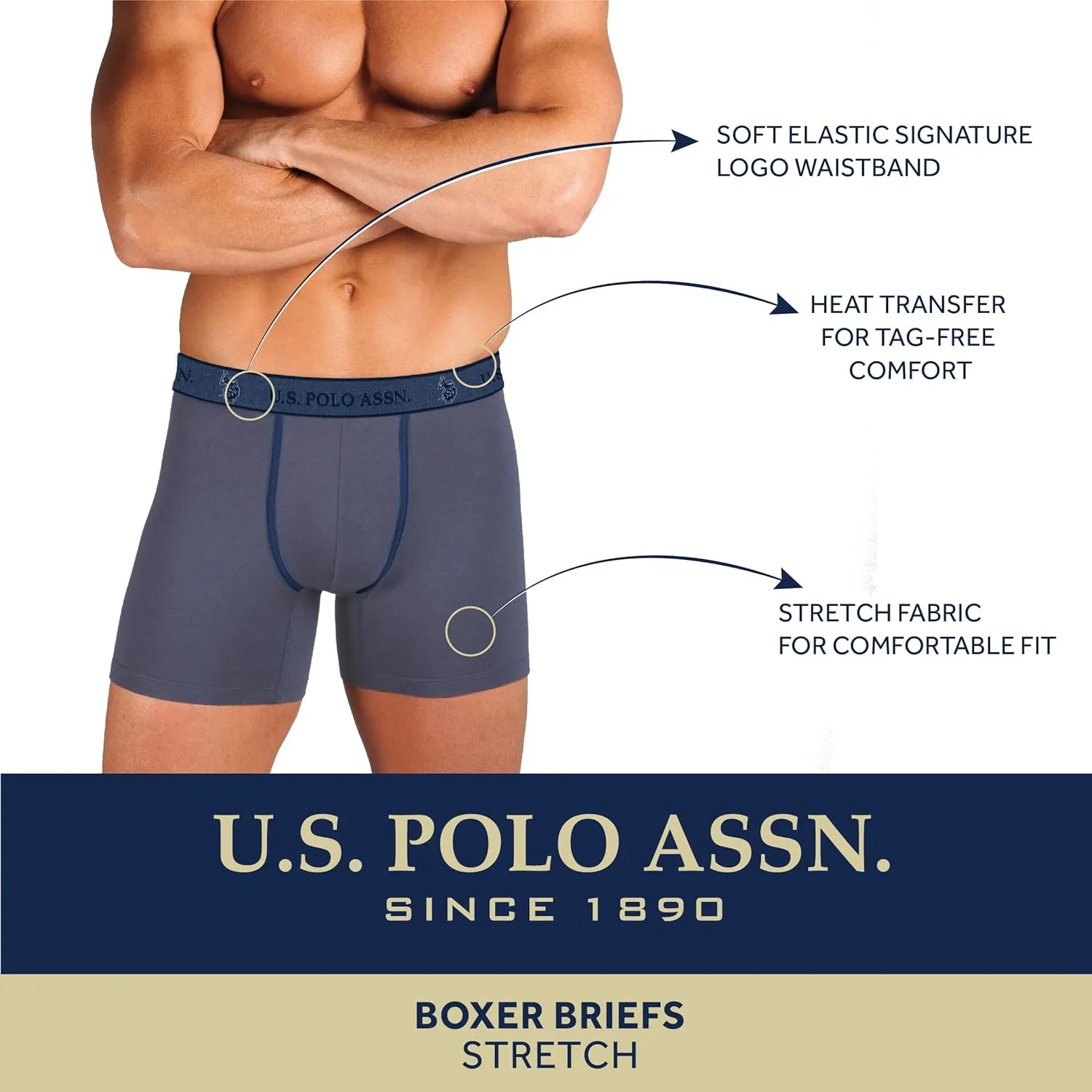U.S. Polo Assn. Men's Underwear - Casual Stretch Boxer Briefs (7 Pack)