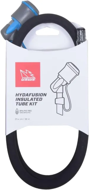USWE Hydrafusion Drink Tube Kit for Hydration Packs - Insulated Hose for Cold Weather, BPA-Free, Universal Fit for Sports - High-Flow Bite Valve, Outdoor Sports Water Bladder Accessory. (Black)