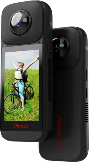 V2 360 Camera for Motorcycle - 72MP Photo, 5.7K Video, 4K Live 360° Camera, GPS Panorama, Android 10 OS, AI Editing, Stabilization, and Multi-Platform Live Streaming