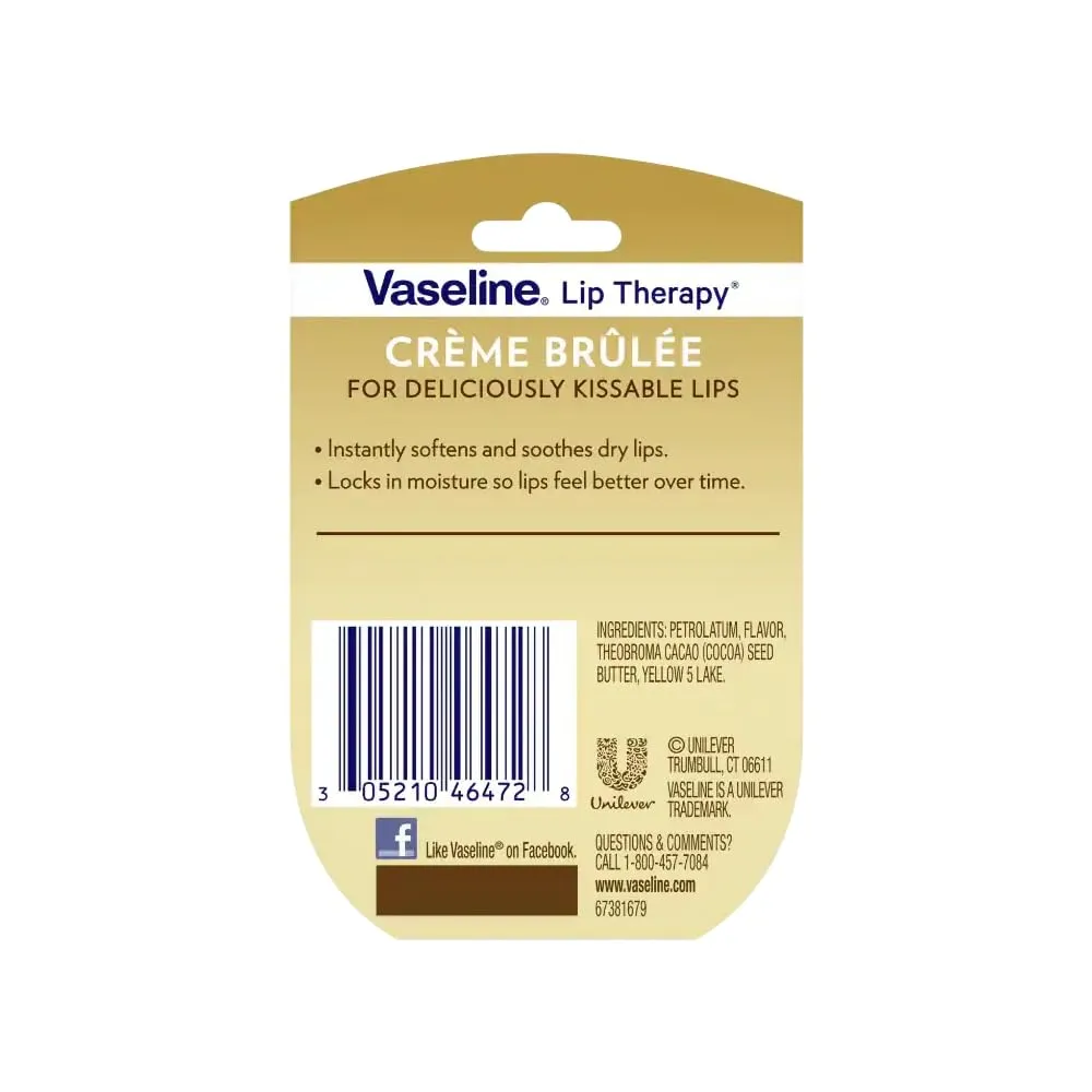 Vaseline Lip Therapy Lip Balm, Creme Brulee 0.25 oz (Pack of 7)