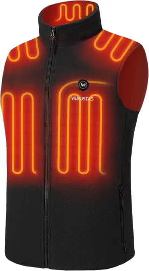 Venustas Men's Fleece Heated Vest with Battery, Lightweight Insulated Electric Vest