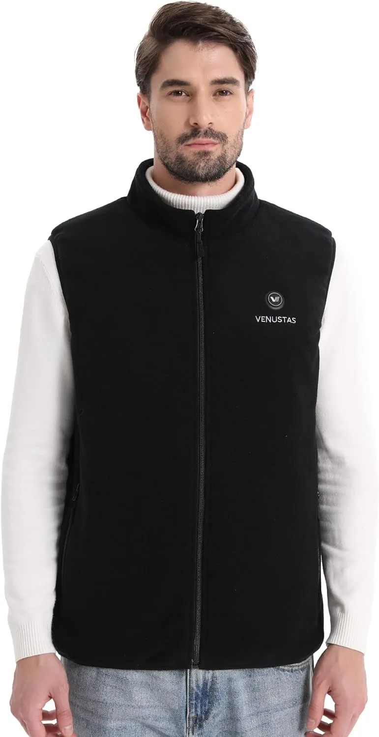 Venustas Men's Fleece Heated Vest with Battery, Lightweight Insulated Electric Vest