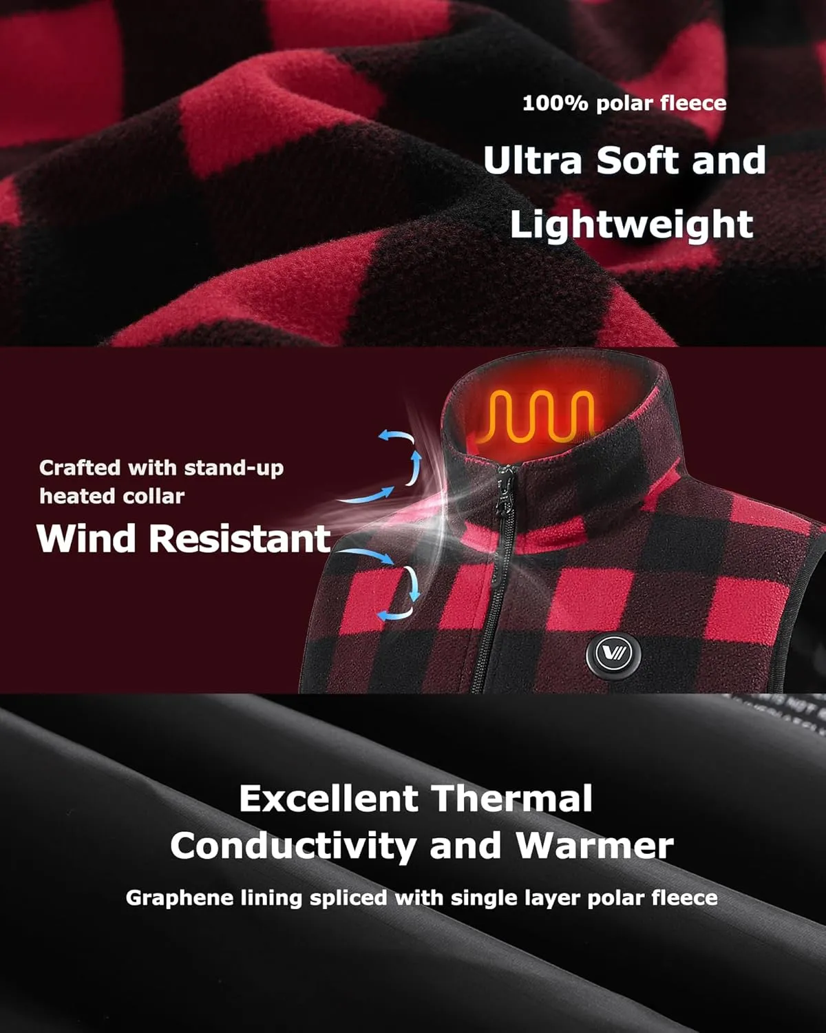 Venustas Women's Fleece Heated Vest with Battery, Lightweight Electric Heated Coat