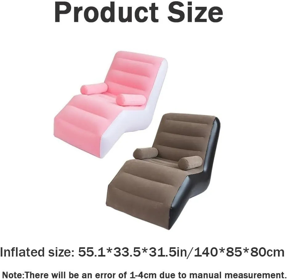 Versatile Inflatable Sofa, Dual Use Inflatable Couch Camping, Beach Lounger, Inflatable Beach Chair (Color : Pink)