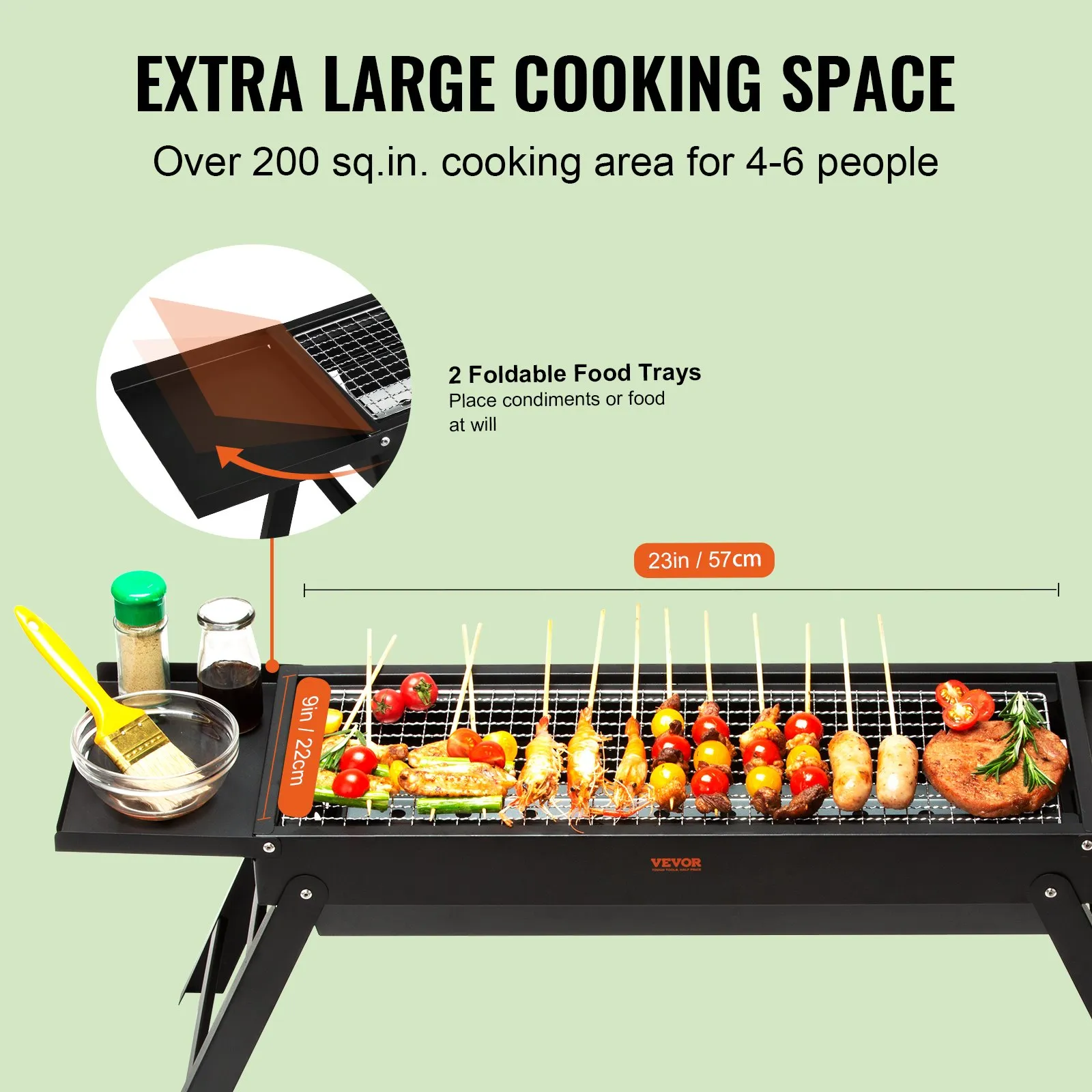 VEVOR 23 inch Portable Charcoal Grill: Compact Foldable Steel BBQ Grill
