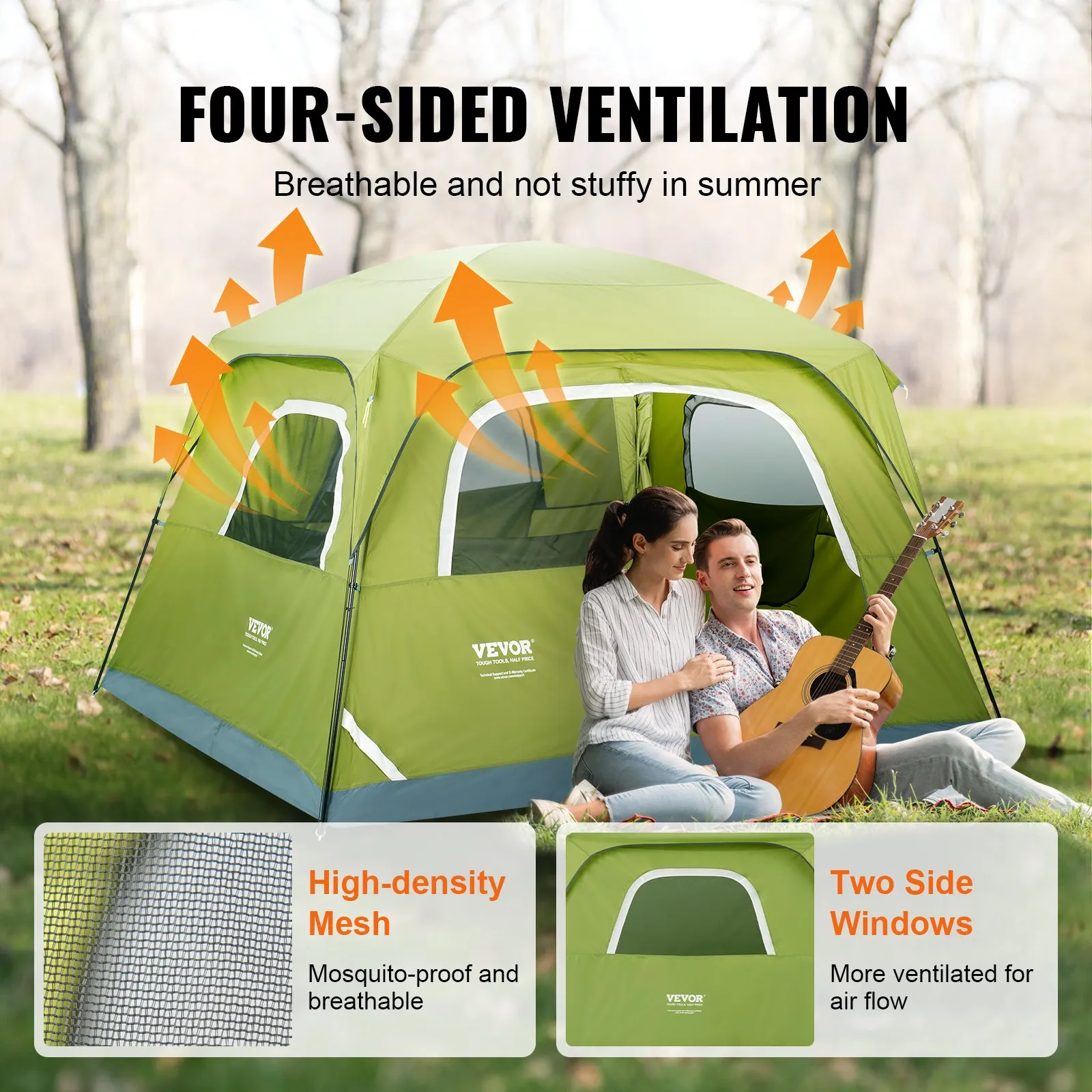 VEVOR Camping Tent, 10 x 9 x 6.5 ft - Waterproof & Lightweight, Easy Setup