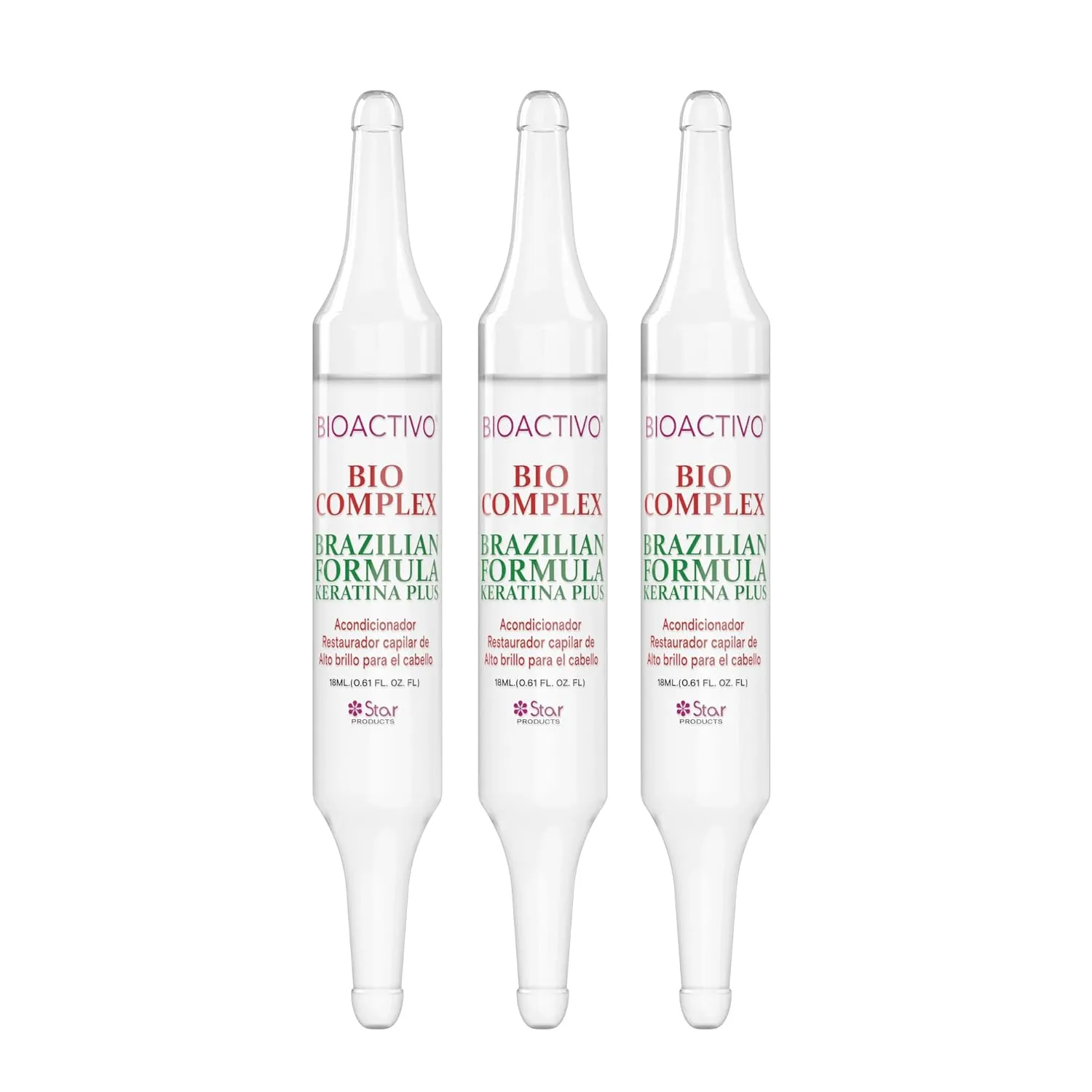 Vial Star Bio Complex Brazilian Formula Keratina Plus Oil Treatment 3 pack 0.61 fl. oz. (18ml)