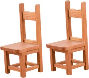 VICASKY 3sets Miniature Wooden Chair Dollhouse Furniture Realistic Craft Decor for Miniature Scenes for Dollhouse Accessories and Desktop Ornaments 2pcs*3