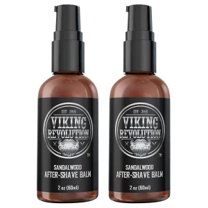 Viking Revolution Luxury After-Shave Balm for Men - Soothes and Moisturizes Face After Shaving - Eliminates Razor Burn for A Silky Smooth Finish - Sandalwood Scent (Pack of 2)
