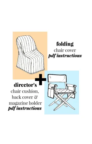 Vintage Folding Chair Cover and Director's Chair Cushion, Back Cover & Magazine Holder Instructions Instant Download PDF 6 pages