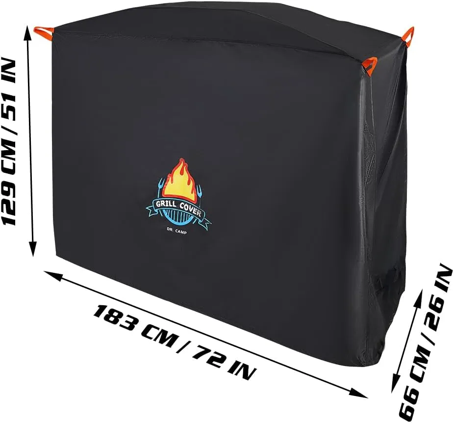 Vivicreate Waterproof BBQ Grill Cover 72 Inch Heavy Duty 600D Fabric Outdoor Barbecue Cover Weatherproof UV Protection Windproof Fits Weber Char-Broil Nexgrill Traeger Smoker Parrilla cubierta