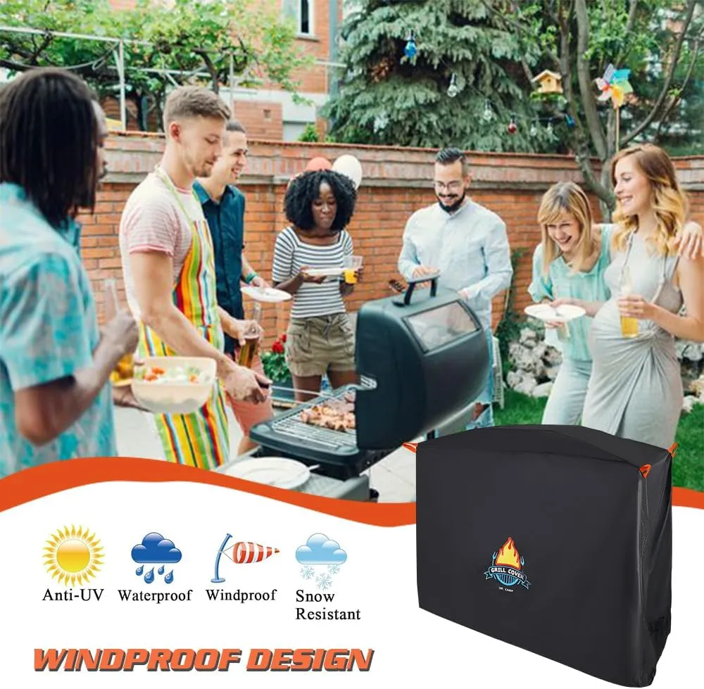 Vivicreate Waterproof BBQ Grill Cover 72 Inch Heavy Duty 600D Fabric Outdoor Barbecue Cover Weatherproof UV Protection Windproof Fits Weber Char-Broil Nexgrill Traeger Smoker Parrilla cubierta