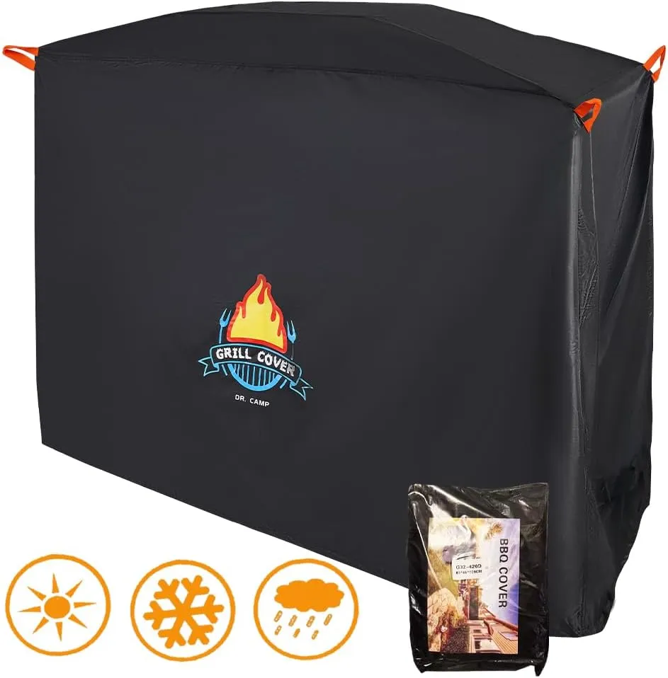 Vivicreate Waterproof BBQ Grill Cover 72 Inch Heavy Duty 600D Fabric Outdoor Barbecue Cover Weatherproof UV Protection Windproof Fits Weber Char-Broil Nexgrill Traeger Smoker Parrilla cubierta