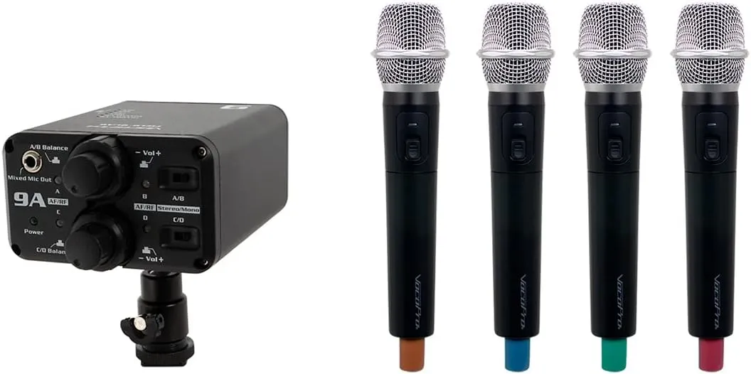 VocoPro - Portable Quad Handheld Field/Camera-Mountable Wireless Microphone System. (VCOFIELD-Quad-H2)