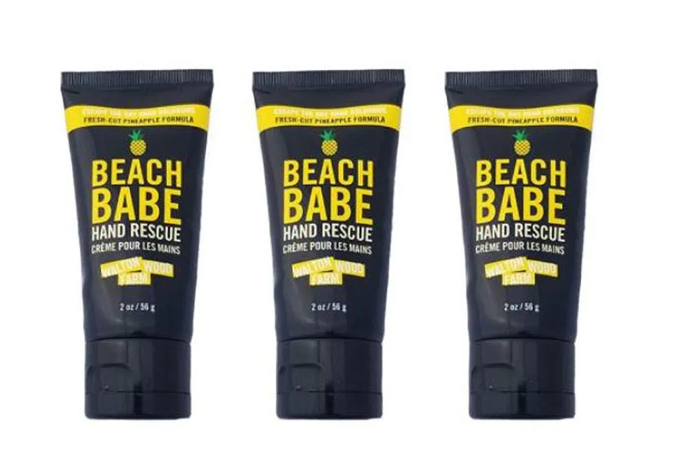 Walton Wood Farm Hand Rescue Tube 3 Pack (Beach Babe) Fresh-Cut Pineapple Scent Vegan-Friendly and Paraben-Free 2 oz