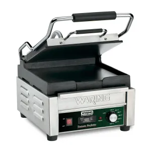 Waring Commercial WFG150T Tostato Perfetto® Compact Flat Surface Toasting Grill, 20 Minute Countdown Timer, 120V, 1800W, 5-15 Phase Plug