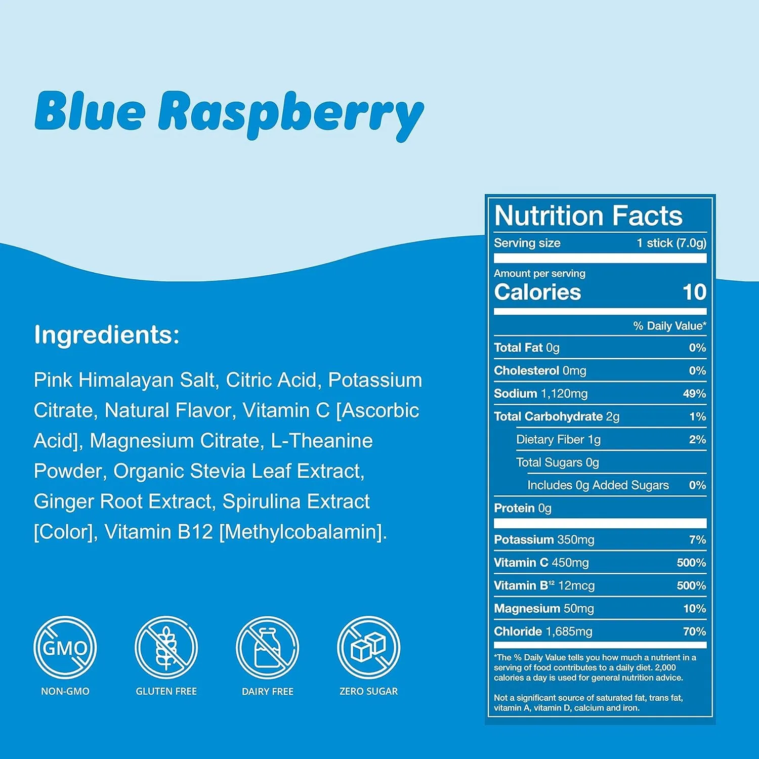 Waterboy Weekend Recovery | 3,200mg Electrolyte Powder Packets | Ginger   L-Theanine   Vitamins | No Sugar, All Natural, Gluten Free | 24 Drink Stick Mixes (Blue Raspberry)