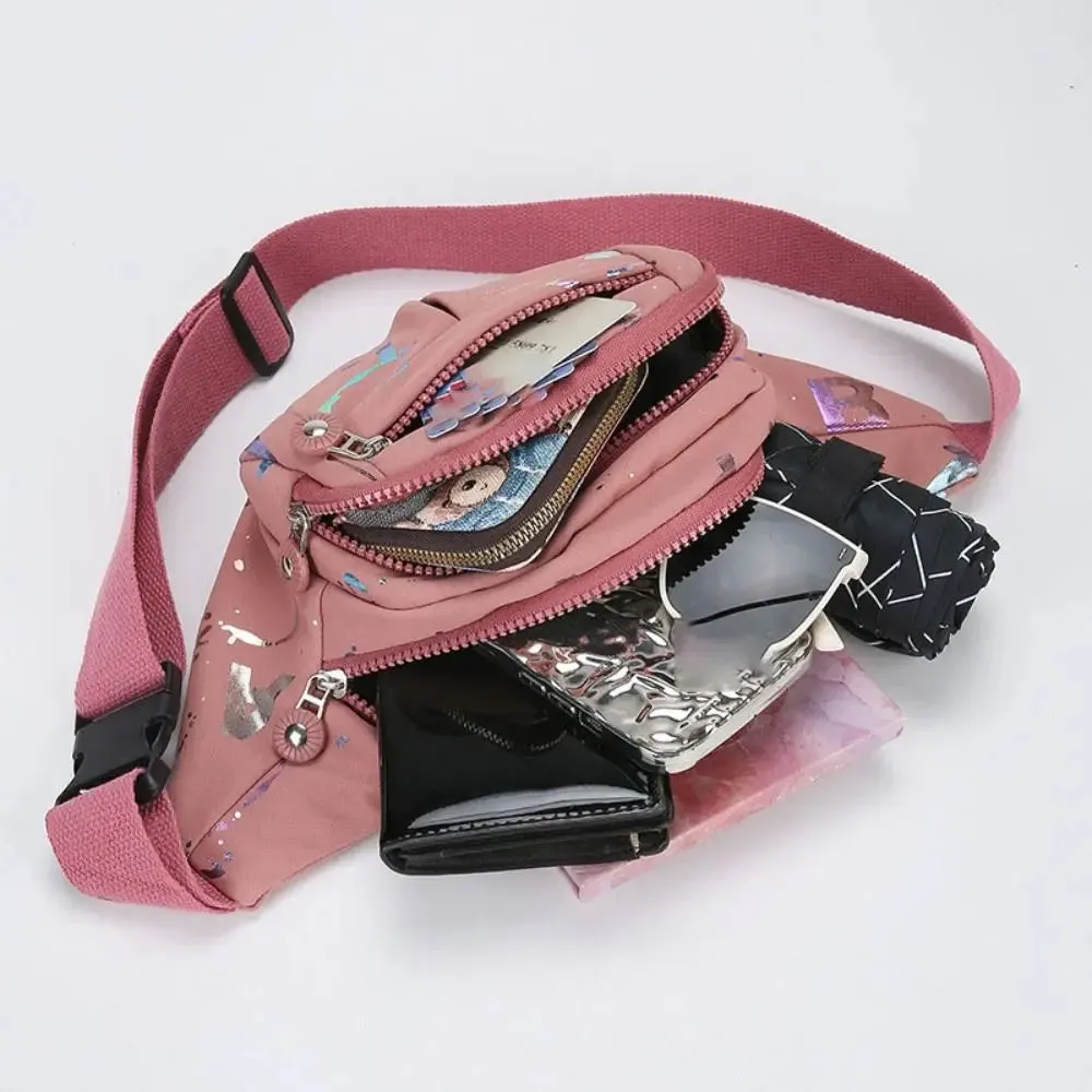 Waterproof Lightweight Fanny Pack Stamping Metallic Letters Multifunctional