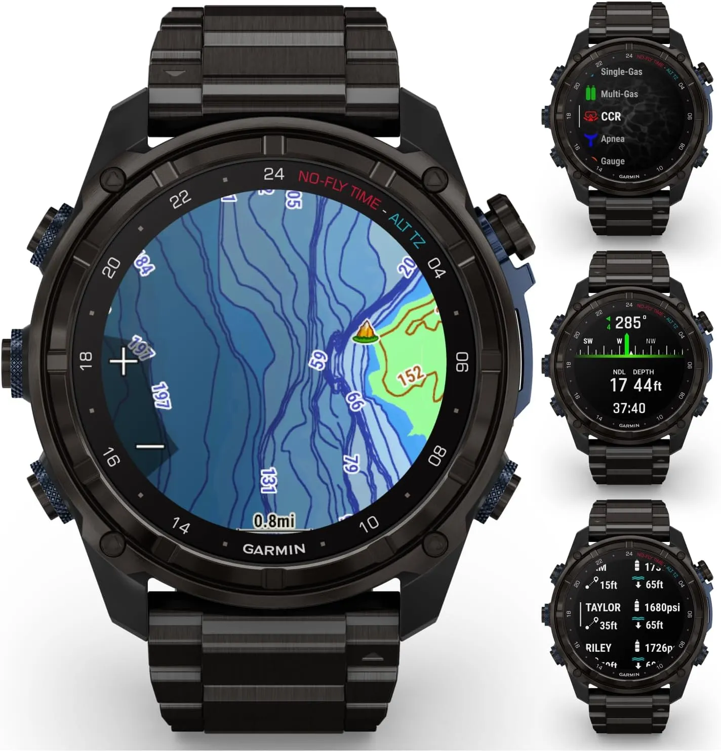 Wearable4U - Garmin Descent Mk3 & Mk3i 51 mm & 43 mm, Titanium Dive Computer - Extra-Long Strap | Up to 25 Days Battery Life, AMOLED Display, GPS Smartwatch & Gift Bundle (010-02752-13)