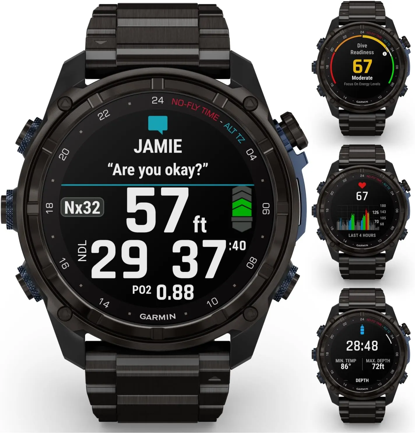 Wearable4U - Garmin Descent Mk3 & Mk3i 51 mm & 43 mm, Titanium Dive Computer - Extra-Long Strap | Up to 25 Days Battery Life, AMOLED Display, GPS Smartwatch & Gift Bundle (010-02752-13)