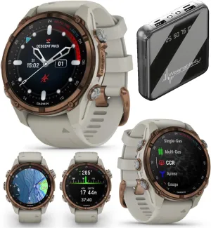 Wearable4U - Garmin Descent Mk3 & Mk3I 51 MM & 43 mm, Titanium Dive Computer - Extra-Long Strap | Up to 25 Days Battery Life, AMOLED Display, Multi-Band GPS Smartwatch & Gift Bundle (010-02753-13)