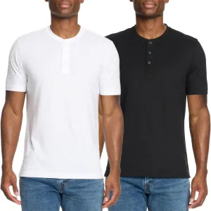 Weatherproof WP 2 Pack Short Sleeve Henley Mens Shirts, Mens Shirts Casual, Lightweight Tee