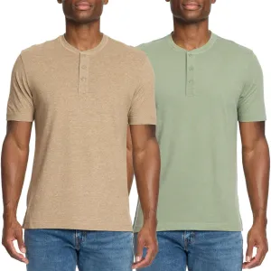 Weatherproof WP 2 Pack Short Sleeve Henley Mens Shirts, Mens Shirts Casual, Lightweight Tee