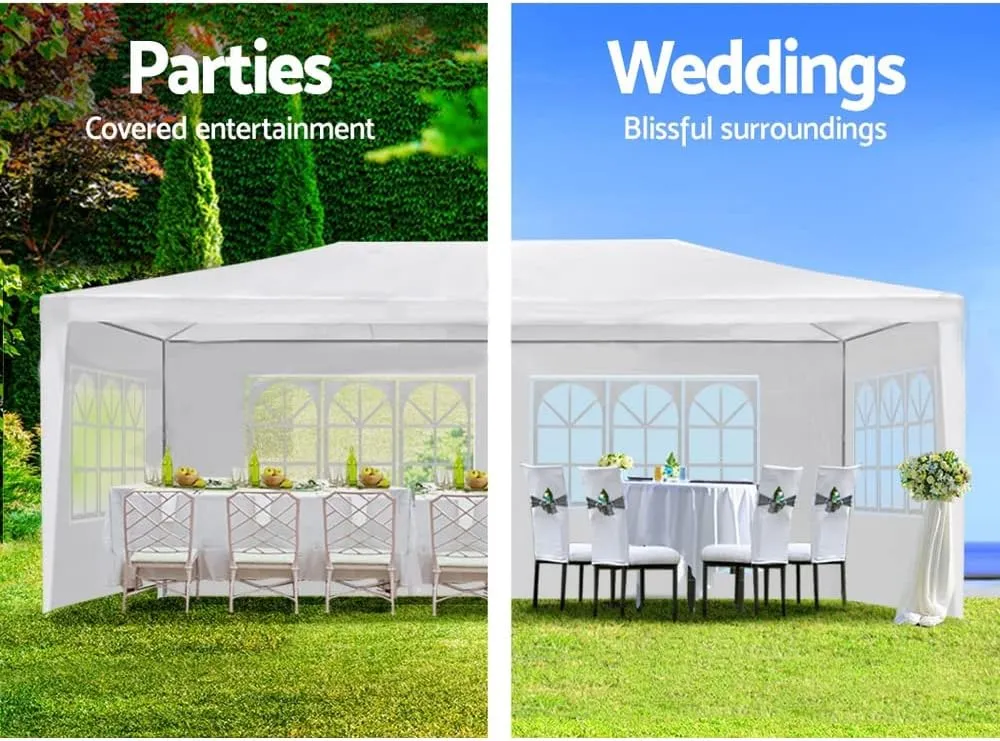Wedding Party Canopy Tent Outdoor Gazebo with Removable Sidewalls (White 10x30'' 8 Removable Sidewalls)