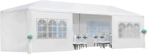 Wedding Party Canopy Tent Outdoor Gazebo with Removable Sidewalls (White 10x30'' 8 Removable Sidewalls)