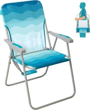 #WEJOY Folding Beach Chair for Adults, Lightweight Beach Chair with Shoulder Straps, High Back Beach Chairs with Hard Armrest, Supports 300lbs for Beach Lawn Concert
