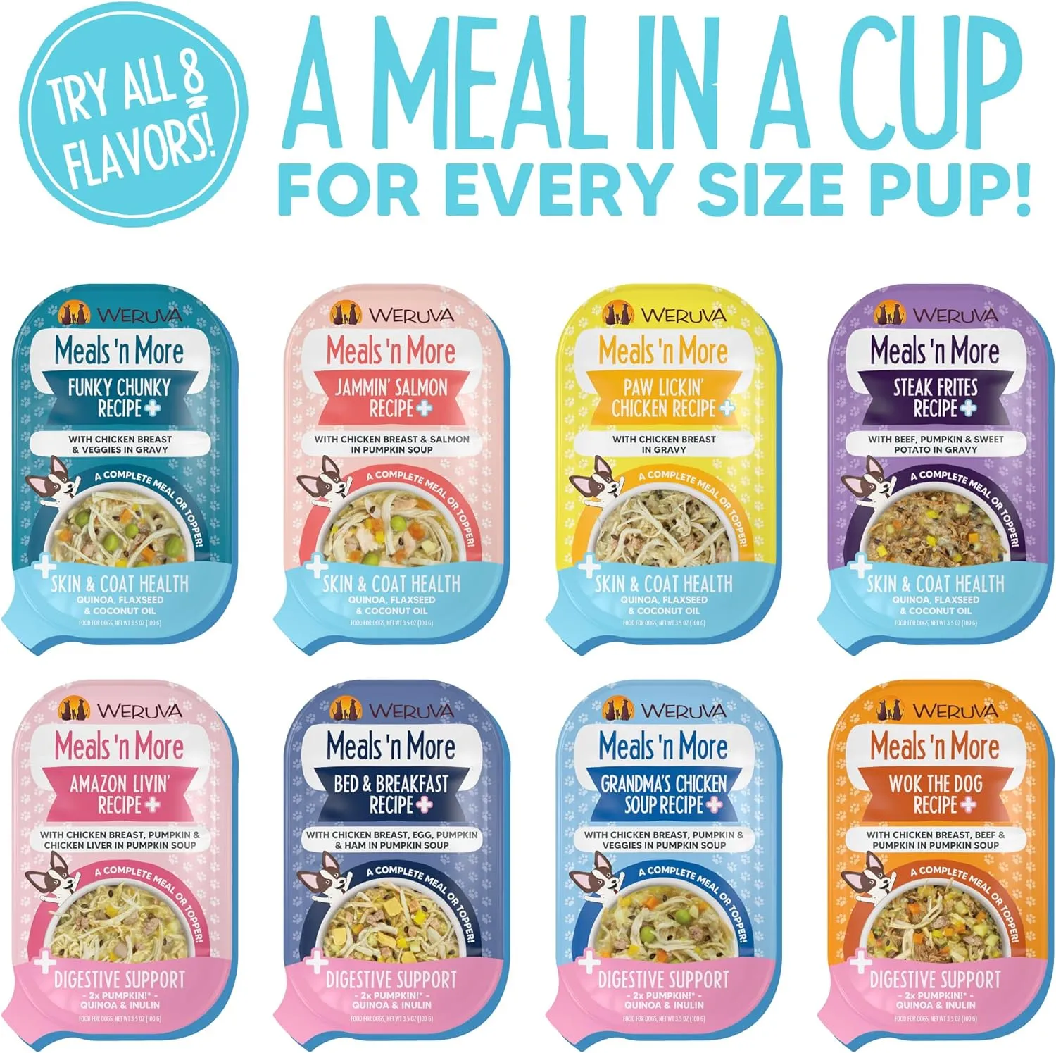 Weruva Meals 'n More Natural Wet Dog Food, Jammin' Salmon Plus Skin & Coat Health, 3.5oz Cup (Pack of 12)