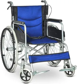 Wheelchairs Folding Wheelchair Lightweight Folding Elderly Trolley with Seated Toilet Chair with Wheeled Armrests Seat Wheelchair and Brakes,Blue