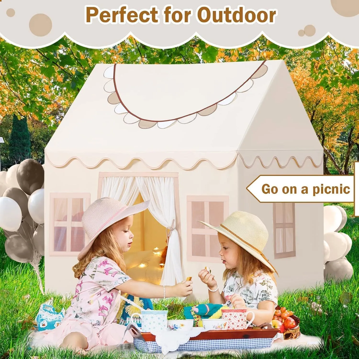 Wilwolfer Play Tent for Kids with Star Lights & Banners, Kids Tent Indoor for Toddler, Indoor Plyahouse for Playroom Furniture, Gift Toys for Boys & Girls