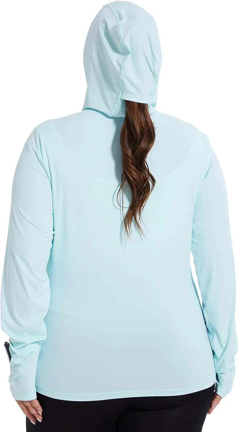 Womens Plus Size Lightweight Sun Protection Jacket SPF Hoodie UPF 50  Full Zip Cooling Summer with Thumb Hole